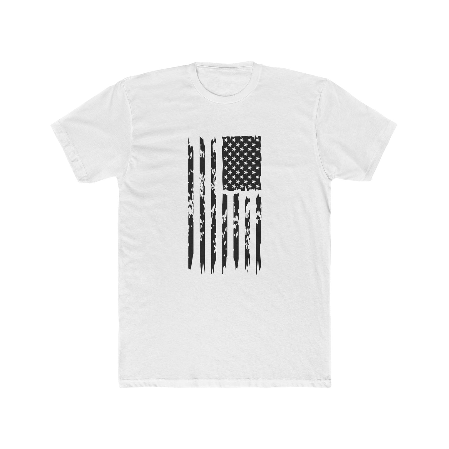 US Flag- Black/White Cotton Crew Tee