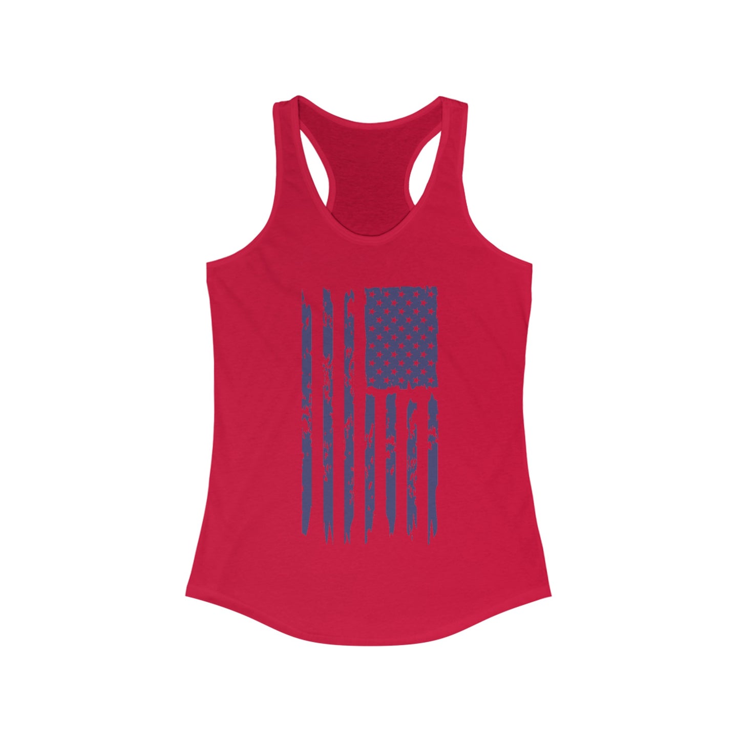 US Flag- Navy Blue Women's Ideal Racerback Tank