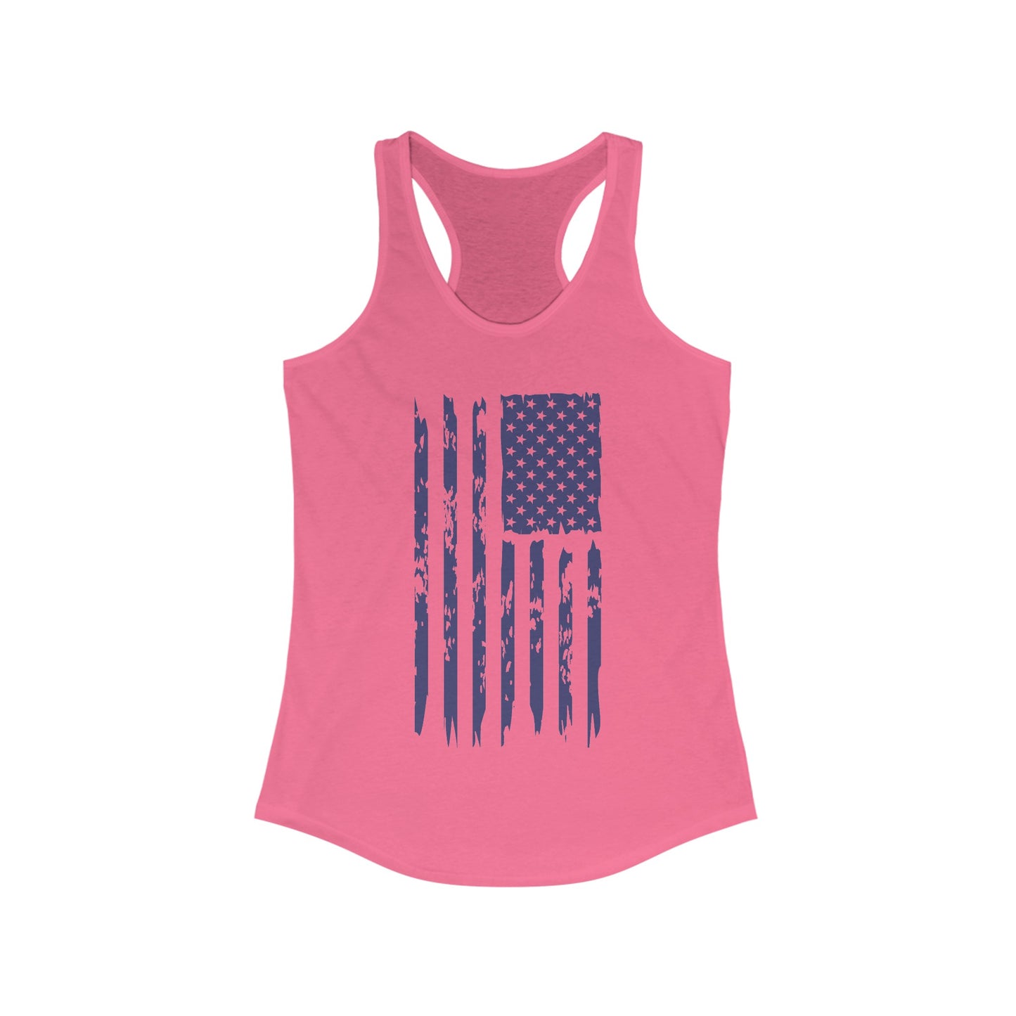 US Flag- Navy Blue Women's Ideal Racerback Tank