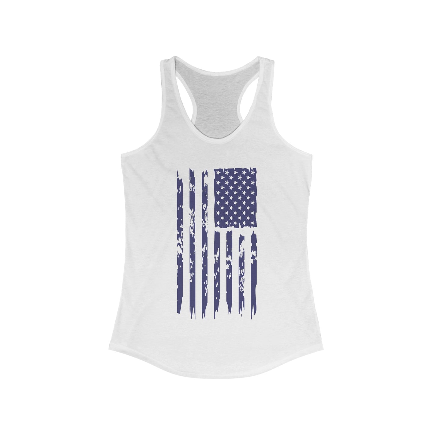 US Flag- Navy Blue Women's Ideal Racerback Tank