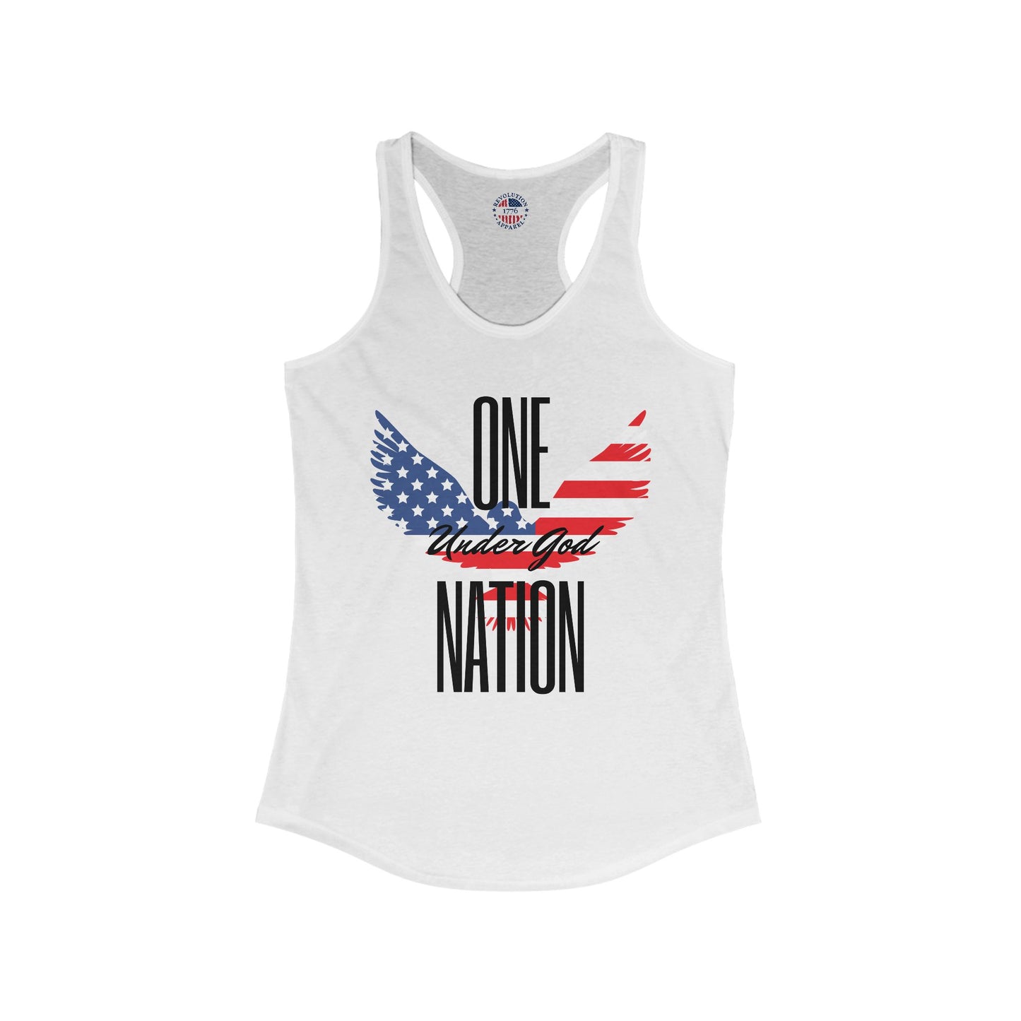 One Nation- Eagle, Women's Ideal Racerback Tank