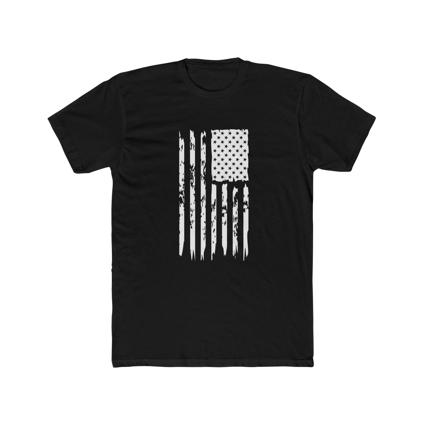 US Flag- Black/White Cotton Crew Tee