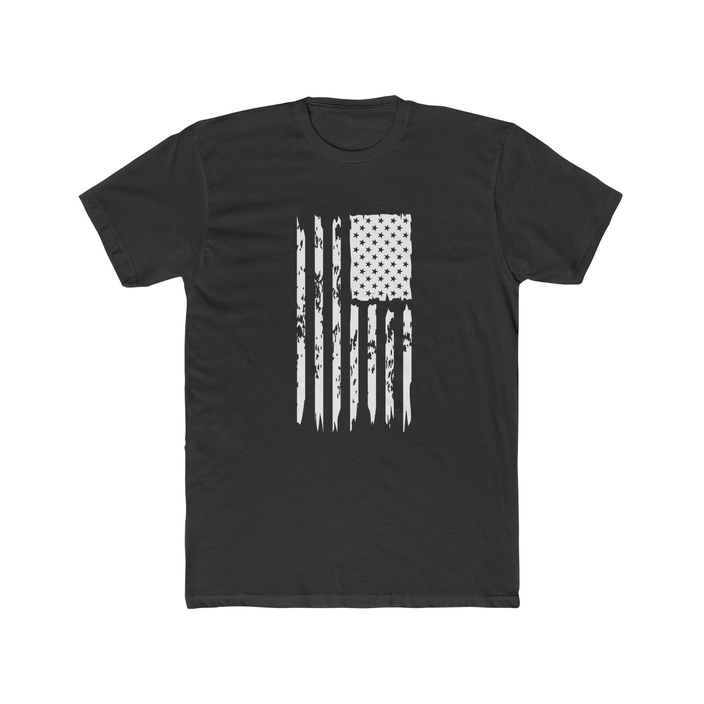 US Flag- Black/White Cotton Crew Tee