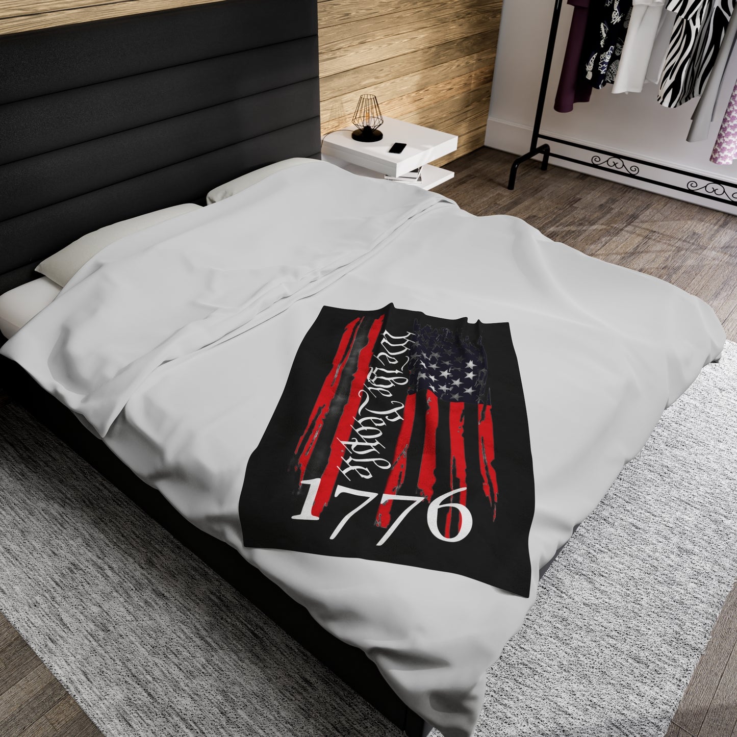 We The People 1776 Patriotic Velveteen Plush Blanket