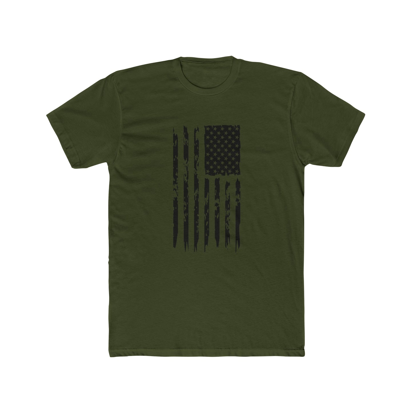 US Flag- Black/White Cotton Crew Tee