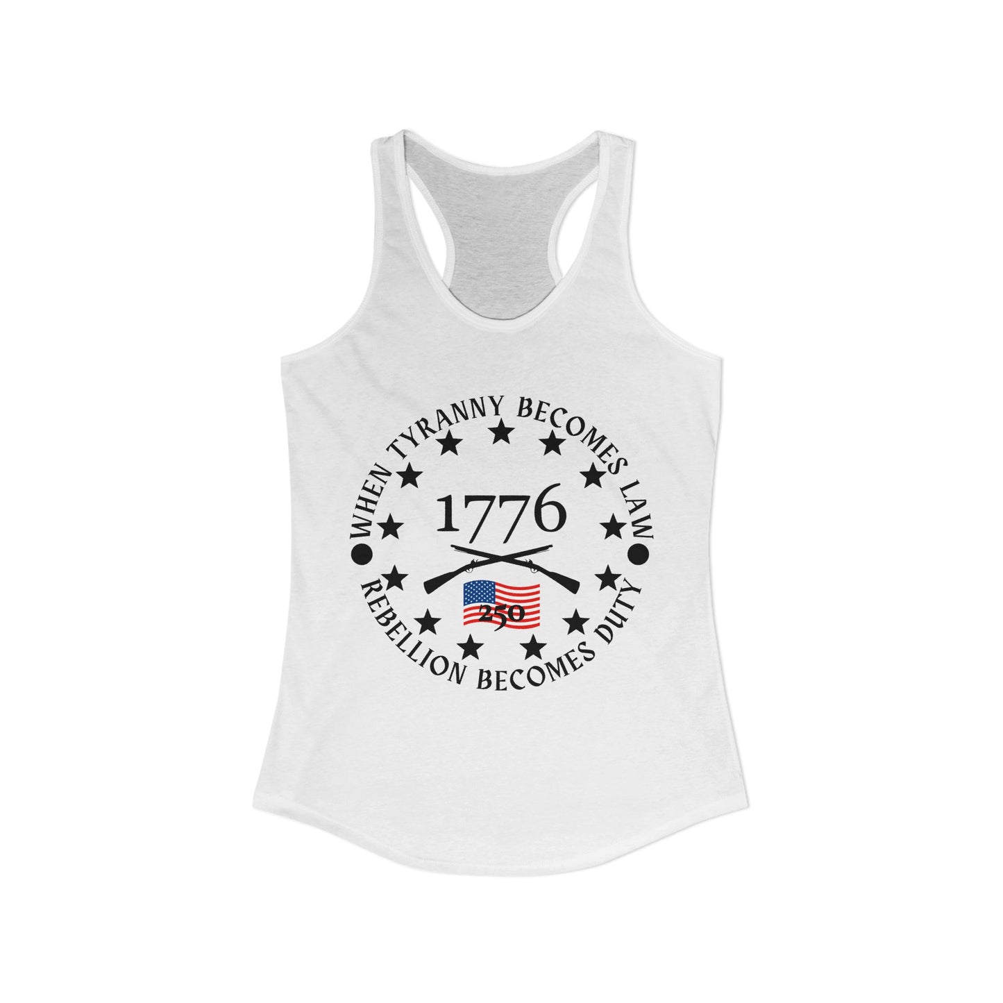 When Tyranny Becomes Law... 250th Women's Ideal Racerback Tank