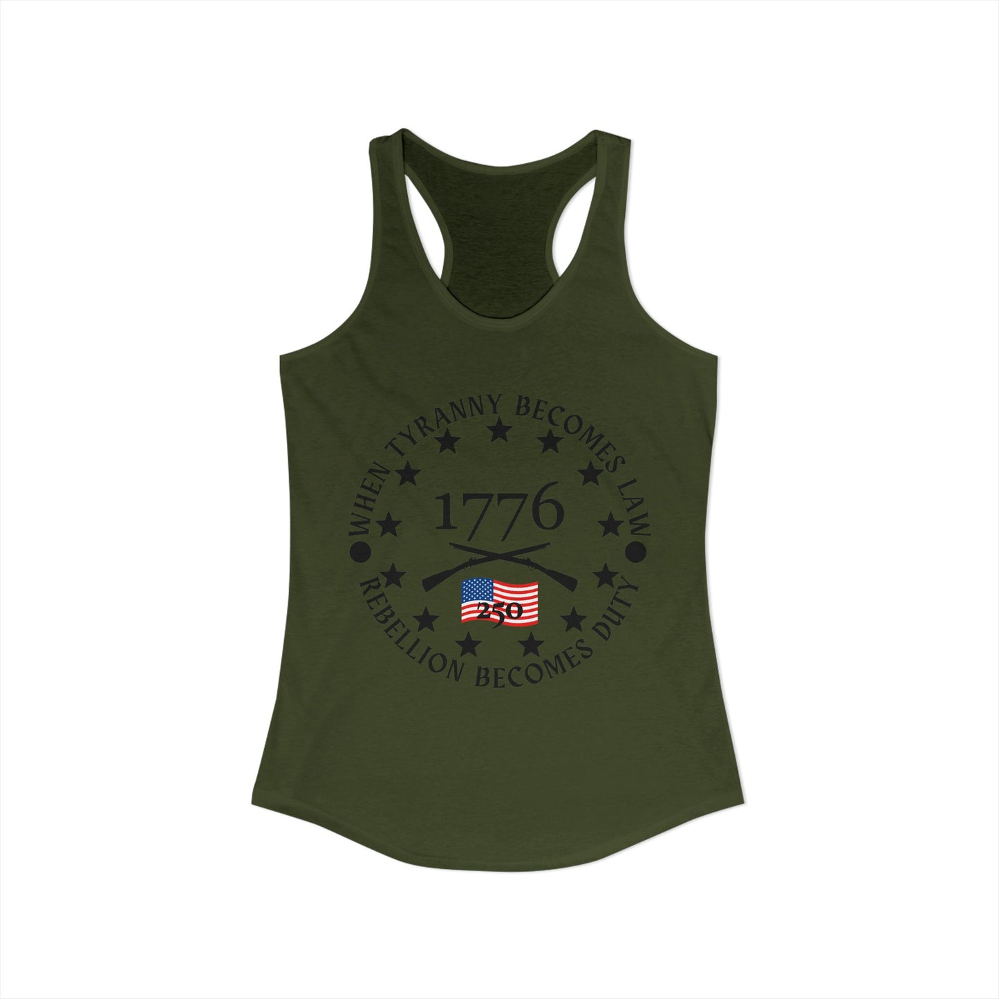 When Tyranny Becomes Law... 250th Women's Ideal Racerback Tank