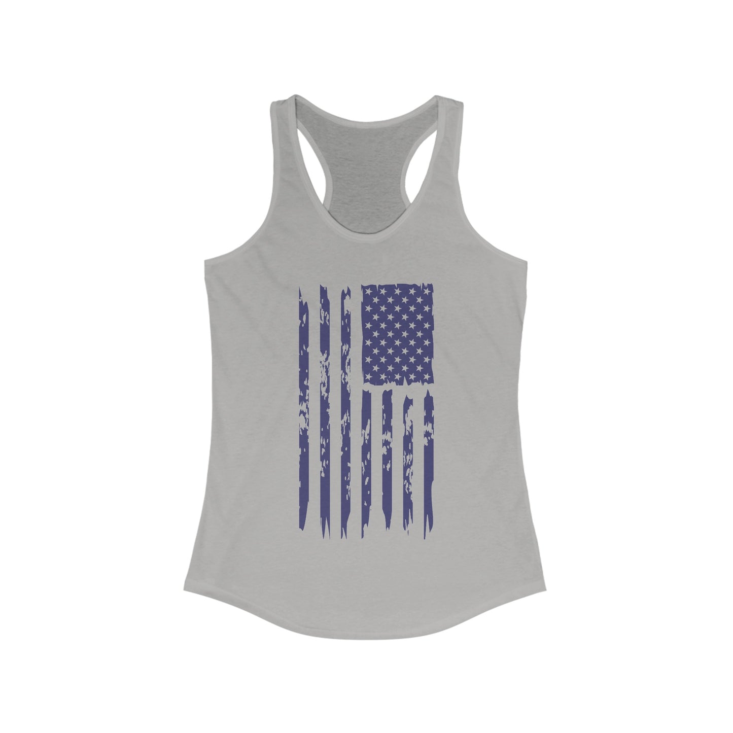 US Flag- Navy Blue Women's Ideal Racerback Tank