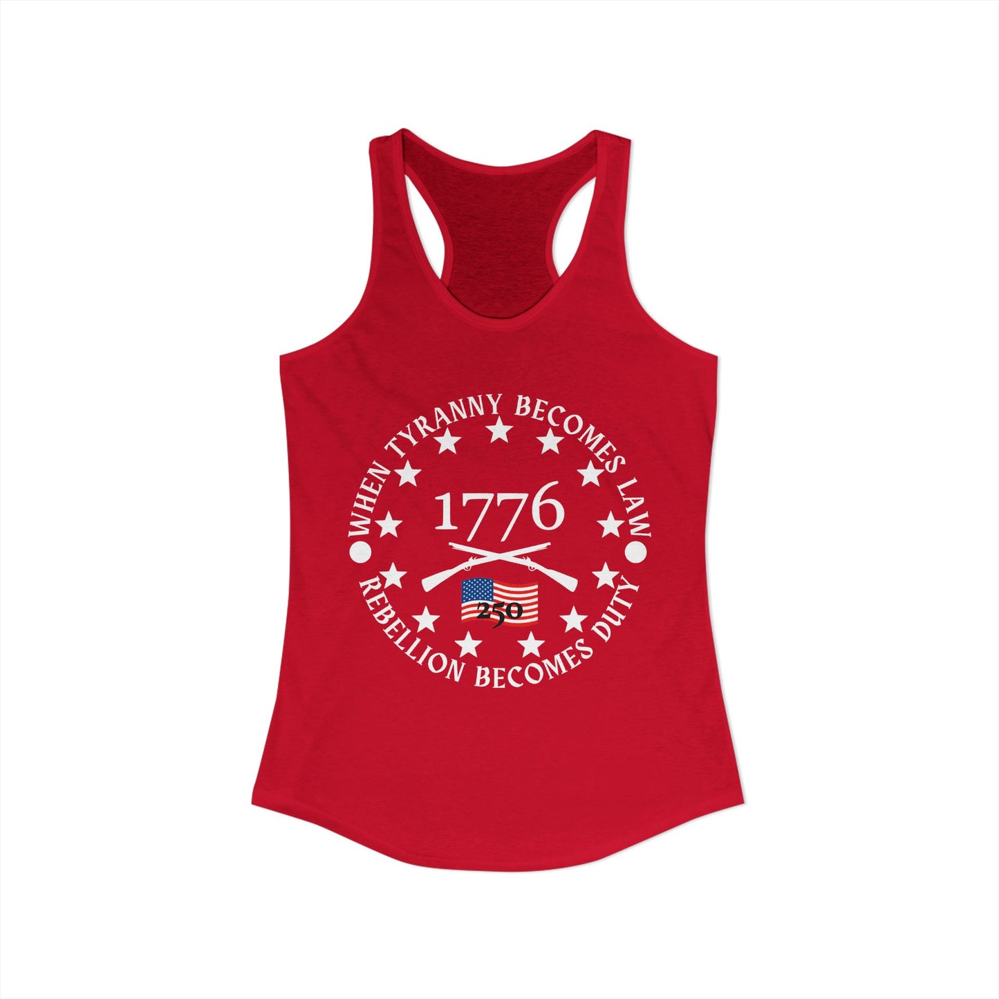 When Tyranny Becomes Law... 250th Women's Ideal Racerback Tank