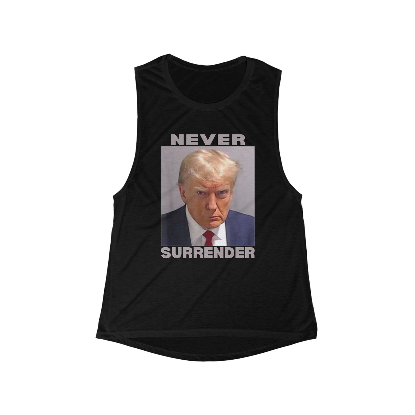 Trump Mugshot Never Surrender Women's Flowy Scoop Muscle Tank