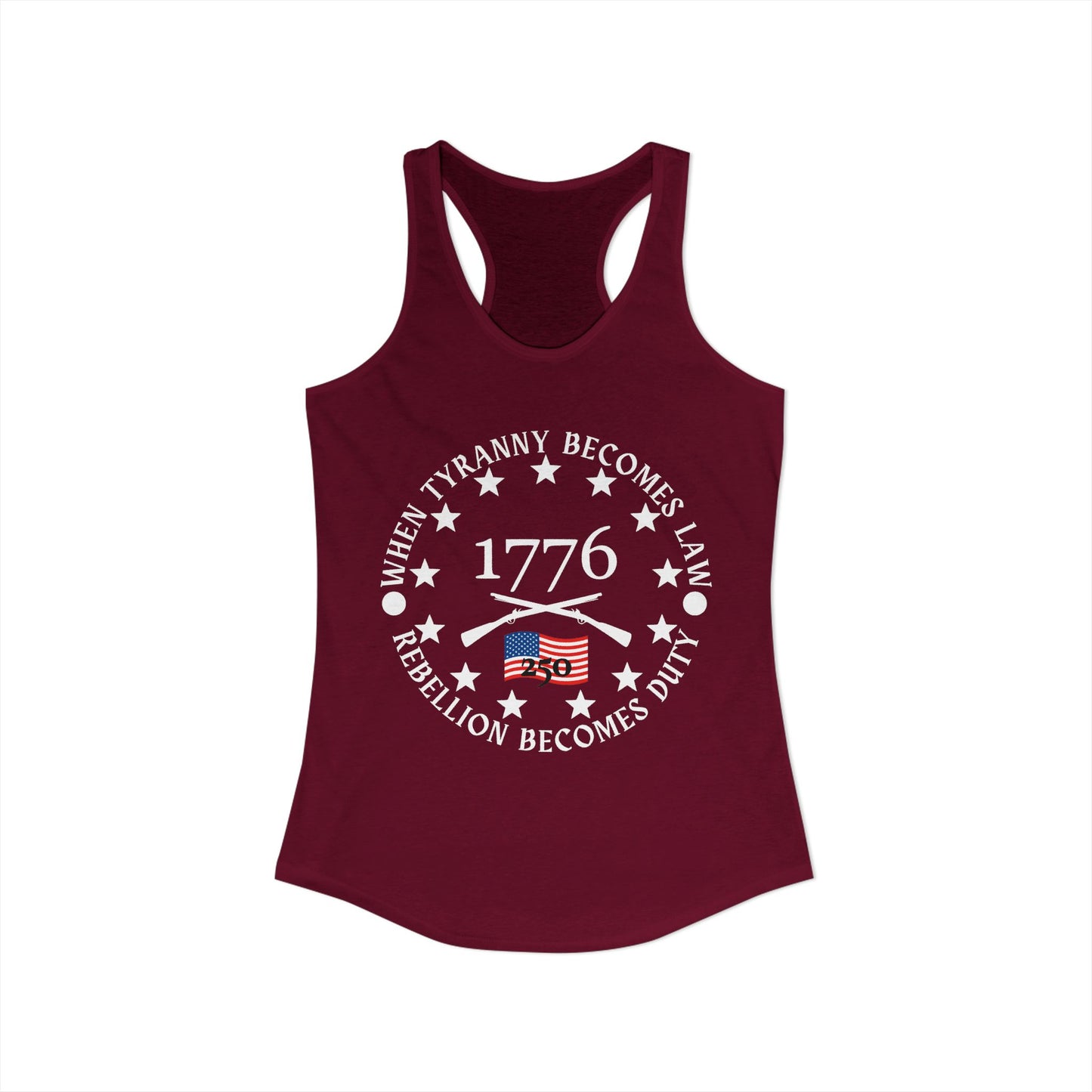 When Tyranny Becomes Law... 250th Women's Ideal Racerback Tank