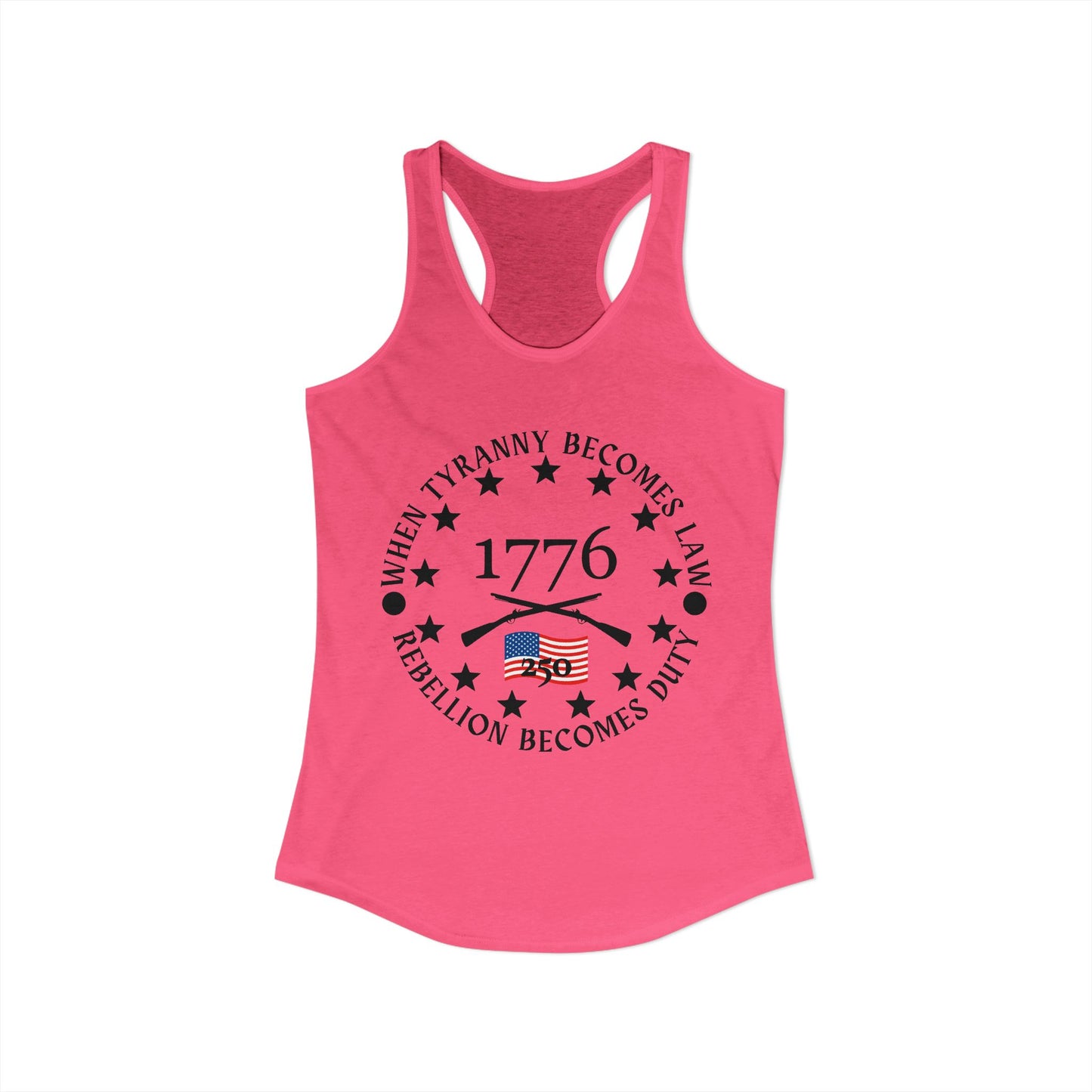 When Tyranny Becomes Law... 250th Women's Ideal Racerback Tank