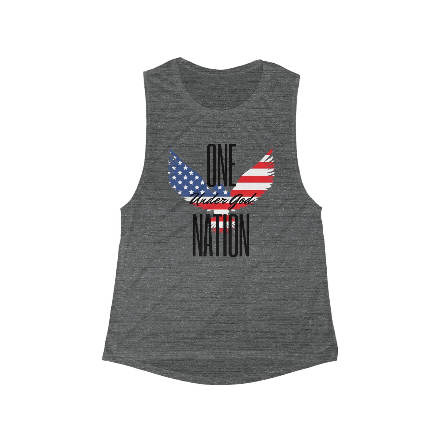 One Nation- Eagle, Women's Flowy Scoop Muscle Tank