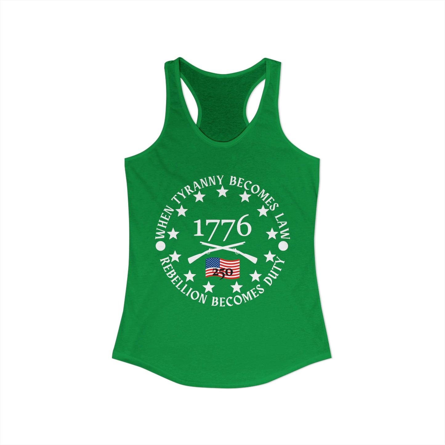 When Tyranny Becomes Law... 250th Women's Ideal Racerback Tank